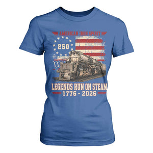 Train USA 250th Anniversary T Shirt For Women American Iron Spirit Steam Locomotive Railroad Train Engine TS11 Royal Blue Print Your Wear