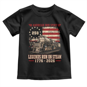 Train USA 250th Anniversary Toddler T Shirt American Iron Spirit Steam Locomotive Railroad Train Engine TS11 Black Print Your Wear