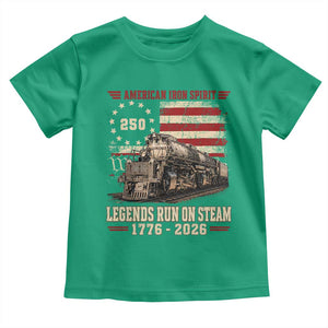 Train USA 250th Anniversary Toddler T Shirt American Iron Spirit Steam Locomotive Railroad Train Engine TS11 Irish Green Print Your Wear