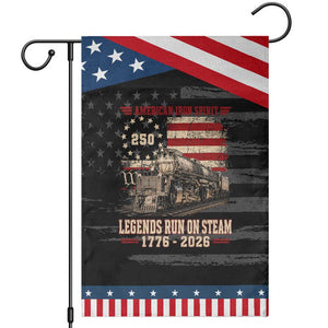 Train USA 250th Anniversary Patriotic Garden Flag American Iron Spirit Steam Locomotive Railroad Train Engine TS11 Distressed Black Blue Print Your Wear