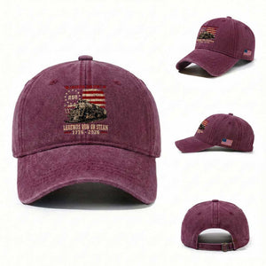 Train USA 250th Anniversary Washed Cotton Baseball Cap American Iron Spirit Steam Locomotive Railroad Train Engine TS11 Washed Cap Universal Fit Burgundy Print Your Wear
