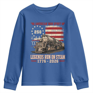 Train USA 250th Anniversary Youth Sweatshirt American Iron Spirit Steam Locomotive Railroad Train Engine TS11 Royal Blue Print Your Wear