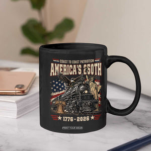 Steam Locomotive Train USA 250th Anniversary Coffee Mug Coast To Coast Patriotism Liberty American Flag TS11 Print Your Wear