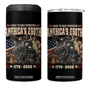 Steam Locomotive Train USA 250th Anniversary 4 in 1 Can Cooler Tumbler Coast To Coast Patriotism Liberty American Flag TS11 One Size: 16 oz Black Print Your Wear