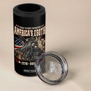 Steam Locomotive Train USA 250th Anniversary 4 in 1 Can Cooler Tumbler Coast To Coast Patriotism Liberty American Flag TS11 Print Your Wear