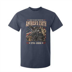 Steam Locomotive Train USA 250th Anniversary T Shirt For Kid Coast To Coast Patriotism Liberty American Flag TS11 Navy Print Your Wear