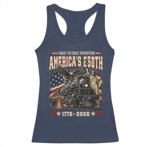 Steam Locomotive Train USA 250th Anniversary Racerback Tank Top Coast To Coast Patriotism Liberty American Flag TS11 Navy Print Your Wear