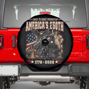 Steam Locomotive Train USA 250th Anniversary Spare Tire Cover Coast To Coast Patriotism Liberty American Flag TS11 Black Print Your Wear