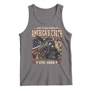 Steam Locomotive Train USA 250th Anniversary Tank Top Coast To Coast Patriotism Liberty American Flag TS11 Deep Heather Print Your Wear