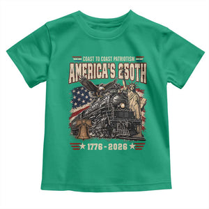 Steam Locomotive Train USA 250th Anniversary Toddler T Shirt Coast To Coast Patriotism Liberty American Flag TS11 Irish Green Print Your Wear