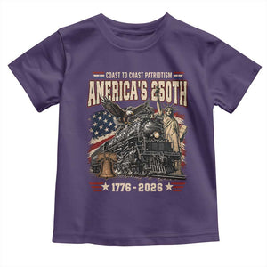 Steam Locomotive Train USA 250th Anniversary Toddler T Shirt Coast To Coast Patriotism Liberty American Flag TS11 Purple Print Your Wear