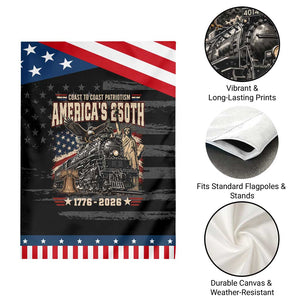 Steam Locomotive Train USA 250th Anniversary Patriotic Garden Flag Coast To Coast Patriotism Liberty American Flag TS11 Print Your Wear