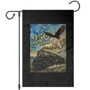 Train USA 250 Year Anniversary 1776 2026 Garden Flag Van Gogh Art Steam Locomotive Railroad Starry Night