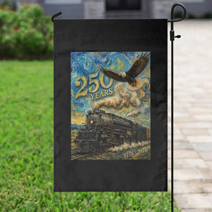 Train USA 250 Year Anniversary 1776 2026 Garden Flag Van Gogh Art Steam Locomotive Railroad Starry Night