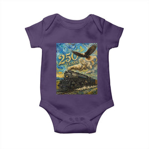 Train USA 250 Year Anniversary 1776 2026 Baby Onesie Van Gogh Art Steam Locomotive Railroad Starry Night