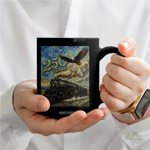 Train USA 250 Year Anniversary 1776 2026 Coffee Mug Van Gogh Art Steam Locomotive Railroad Starry Night