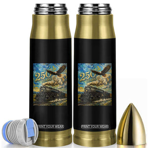 Train USA 250 Year Anniversary 1776 2026 Bullet Tumbler Van Gogh Art Steam Locomotive Railroad Starry Night