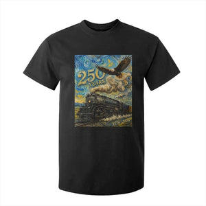 Train USA 250 Year Anniversary 1776 2026 T Shirt For Kid Van Gogh Art Steam Locomotive Railroad Starry Night