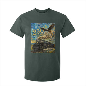 Train USA 250 Year Anniversary 1776 2026 T Shirt For Kid Van Gogh Art Steam Locomotive Railroad Starry Night