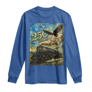 Train USA 250 Year Anniversary 1776 2026 Long Sleeve Shirt Van Gogh Art Steam Locomotive Railroad Starry Night