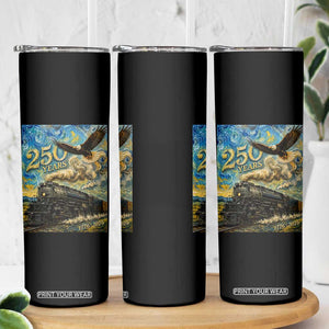 Train USA 250 Year Anniversary 1776 2026 Skinny Tumbler Van Gogh Art Steam Locomotive Railroad Starry Night