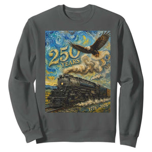Train USA 250 Year Anniversary 1776 2026 Sweatshirt Van Gogh Art Steam Locomotive Railroad Starry Night