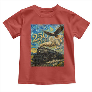 Train USA 250 Year Anniversary 1776 2026 Toddler T Shirt Van Gogh Art Steam Locomotive Railroad Starry Night