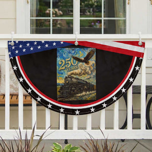Train USA 250 Year Anniversary 1776 2026 Patriotic Fan Flag Van Gogh Art Steam Locomotive Railroad Starry Night