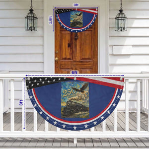 Train USA 250 Year Anniversary 1776 2026 Patriotic Fan Flag Van Gogh Art Steam Locomotive Railroad Starry Night
