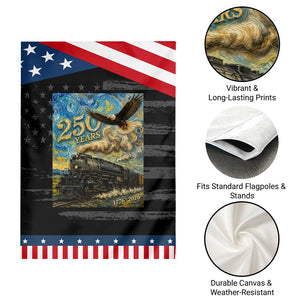 Train USA 250 Year Anniversary 1776 2026 Patriotic Garden Flag Van Gogh Art Steam Locomotive Railroad Starry Night