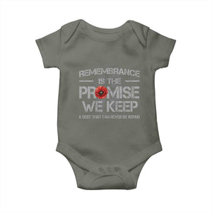 Remembrance Is The Promise We Keep Baby Onesie Memorial Day TS11 Military Green Print Your Wear