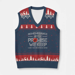 Remembrance Is The Promise We Keep V-Neck Knit Sweater Vest Memorial Day TS11 Navy Red Print Your Wear