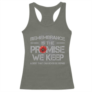 Remembrance Is The Promise We Keep Racerback Tank Top Memorial Day TS11 Military Green Print Your Wear