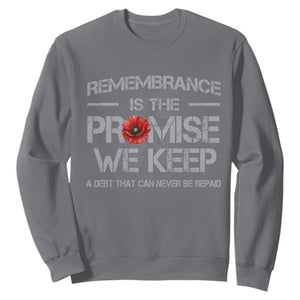 Remembrance Is The Promise We Keep Sweatshirt Memorial Day TS11 Charcoal Print Your Wear