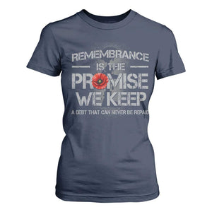 Remembrance Is The Promise We Keep T Shirt For Women Memorial Day TS11 Navy Print Your Wear