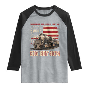 Train USA 250th Anniversary Raglan Shirt American Iron Legacy Steam Locomotive Railroad Train Engine TS11 Heather Gray Black Print Your Wear