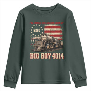 Train USA 250th Anniversary Youth Sweatshirt American Iron Legacy Steam Locomotive Railroad Train Engine TS11 Dark Forest Green Print Your Wear