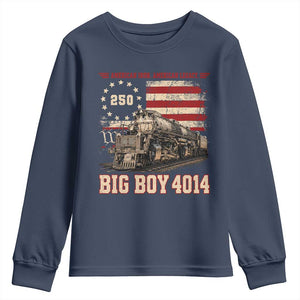 Train USA 250th Anniversary Youth Sweatshirt American Iron Legacy Steam Locomotive Railroad Train Engine TS11 Navy Print Your Wear