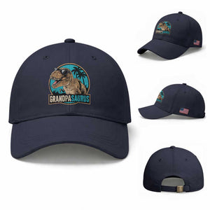 Dinosaur Grandfather Baseball Cap Funny Grandpasaurus Fathers Day Family Matching TS11 Baseball Cap Universal Fit Navy Print Your Wear