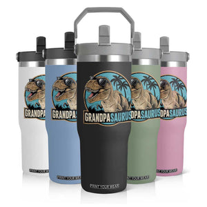 Dinosaur Grandfather Flip Straw Tumbler Funny Grandpasaurus Fathers Day Family Matching TS11 Print Your Wear