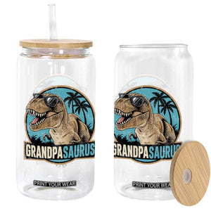 Dinosaur Grandfather Glass Can Funny Grandpasaurus Fathers Day Family Matching TS11 Print Your Wear
