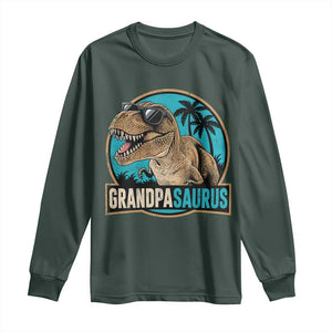 Dinosaur Grandfather Long Sleeve Shirt Funny Grandpasaurus Fathers Day Family Matching TS11 Dark Forest Green Print Your Wear