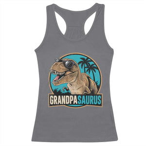 Dinosaur Grandfather Racerback Tank Top Funny Grandpasaurus Fathers Day Family Matching TS11 Charcoal Print Your Wear