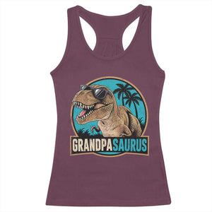 Dinosaur Grandfather Racerback Tank Top Funny Grandpasaurus Fathers Day Family Matching TS11 Maroon Print Your Wear