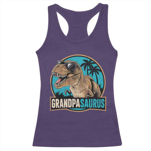 Dinosaur Grandfather Racerback Tank Top Funny Grandpasaurus Fathers Day Family Matching TS11 Purple Print Your Wear