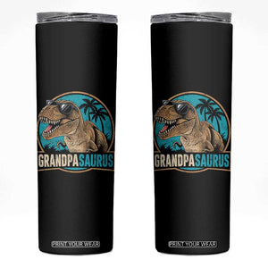 Dinosaur Grandfather Skinny Tumbler Funny Grandpasaurus Fathers Day Family Matching TS11 Black Print Your Wear