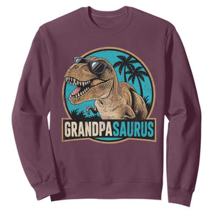 Dinosaur Grandfather Sweatshirt Funny Grandpasaurus Fathers Day Family Matching TS11 Maroon Print Your Wear