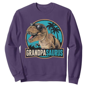 Dinosaur Grandfather Sweatshirt Funny Grandpasaurus Fathers Day Family Matching TS11 Purple Print Your Wear