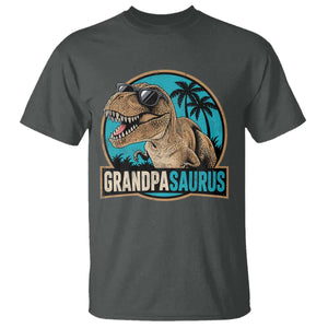 Dinosaur Grandfather T Shirt Funny Grandpasaurus Fathers Day Family Matching TS11 Dark Heather Print Your Wear
