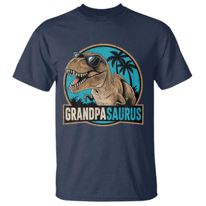 Dinosaur Grandfather T Shirt Funny Grandpasaurus Fathers Day Family Matching TS11 Navy Print Your Wear